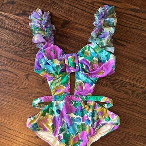 PatBo Cutout Swimsuit with Ruffle Shoulder
